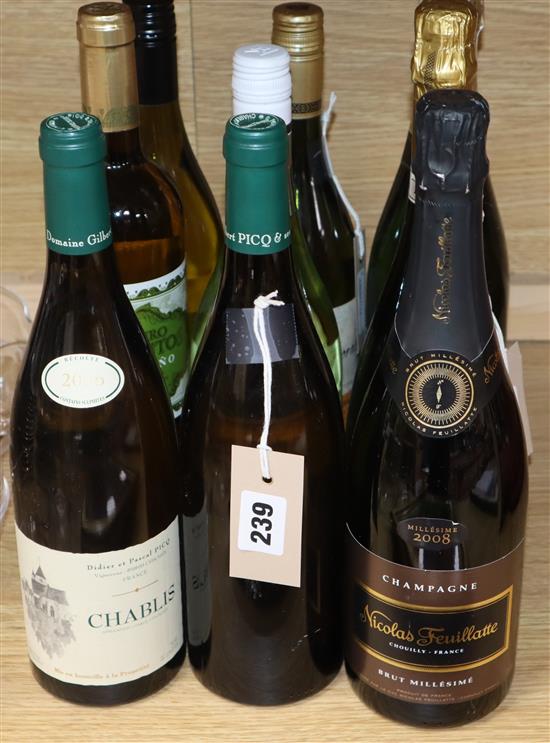 Champagne Gardet Brut Premier Cru and eight bottles of assorted white wines, etc.